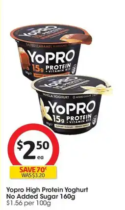 Coles Yopro High Protein Yoghurt No Added Sugar offer