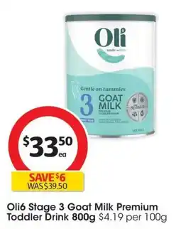 Coles Oli6 Stage 3 Goat Milk Premium Toddler Drink offer