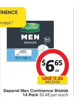Coles Depend men continence shields offer