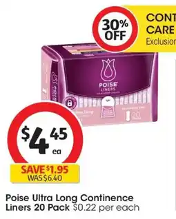 Coles Poise ultra long continence liners offer