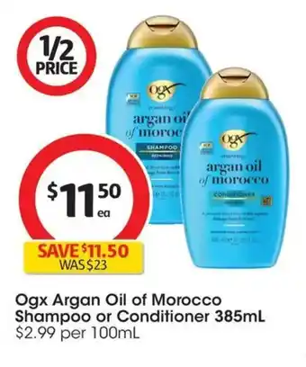 Coles Ogx argan oil of morocco shampoo or conditioner offer