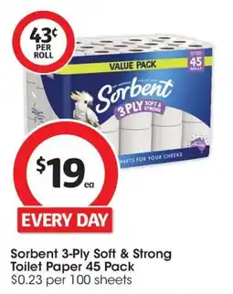 Coles Sorbent 3 Ply Soft & Strong Toilet Paper offer