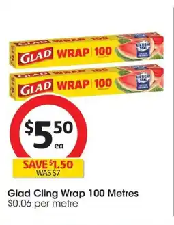Coles Glad Cling Wrap 100 Metres offer