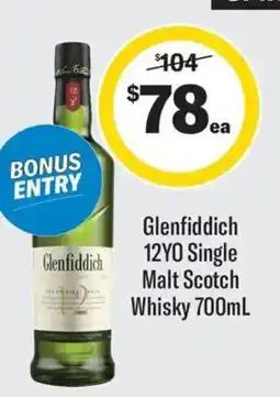 Coles Glenfiddich 12YO Single Malt Scotch Whisky offer
