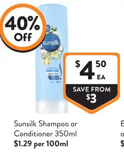 Foodworks Sunsilk Shampoo or Conditioner offer