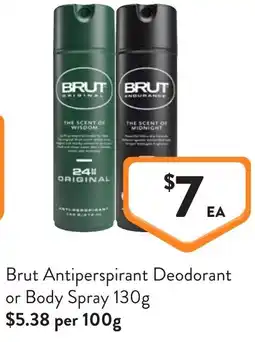 Foodworks Brut Antiperspirant Deodorant or Body Spray offer