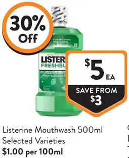 Foodworks Listerine Mouthwash offer