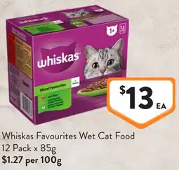 Foodworks Whiskas Favourites Wet Cat Food offer