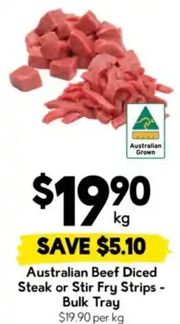 Drakes Australian Beef Diced Steak or Stir Fry Strips offer
