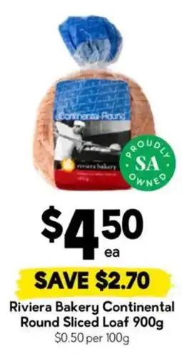 Drakes Riviera Bakery Continental Round Sliced Loaf offer