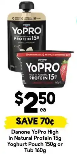 Drakes Danone YoPro High In Natural Protein Yoghurt Pouch or Tub offer