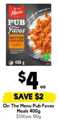 Drakes On The Menu Pub Faves Meals offer