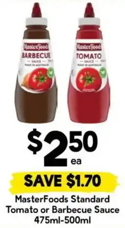 Drakes MasterFoods Standard Tomato or Barbecue Sauce offer