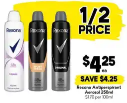 Drakes Rexona Antiperspirant Aerosol offer