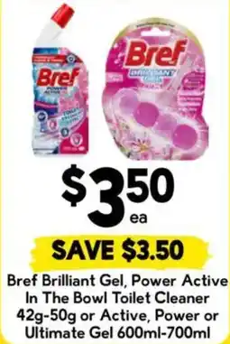 Drakes Bref Brilliant Gel Power Active In The Bowl Toilet Cleaner or Active, Power or Ultimate Gel offer