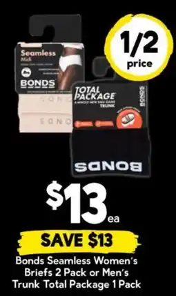 Drakes Bonds Seamless Women's Briefs or Mens Trunk Total Package offer