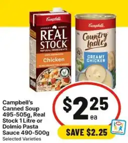IGA Campbells Canned Soup Real Stock or Dolmio Pasta Sauce offer