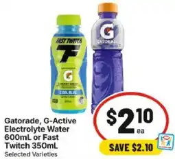 IGA Gatorade G Active Electrolyte Water or Fast Twitch offer