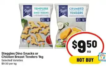 IGA Steggles Dino Snacks or Chicken Breast Tenders offer