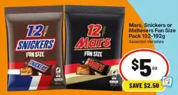 IGA Mars Snickers or Maltesers Fun Size Pack offer