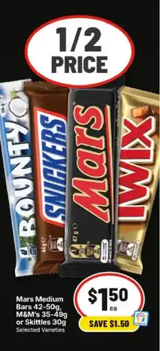 IGA Mars Medium Bars M&Ms or Skittles offer
