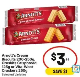 IGA Arnotts Cream Biscuits Cruskits Crispbread or Vita Weat Crackers offer