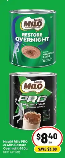 IGA Nestlé Milo PRO or Milo Restore Overnight offer