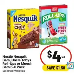 IGA Nestlé Nesquik Bars Uncle Tobys Roll Ups or Muesli Bars offer