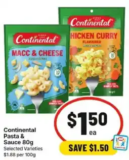 IGA Continental Pasta & Sauce offer