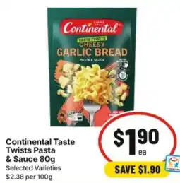 IGA Continental Taste Twists Pasta & Sauce offer