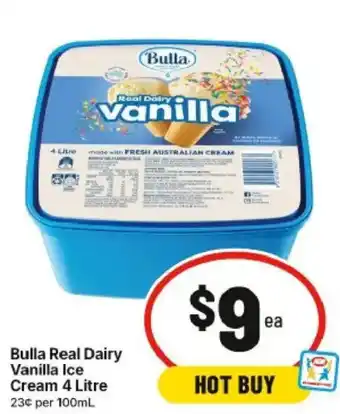 IGA Bulla Real Dairy Vanilla Ice Cream offer
