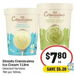 IGA Streets Cremissimo Ice Cream offer