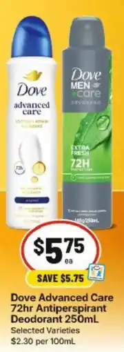 IGA Dove Advanced Care 72hr Antiperspirant Deodorant offer