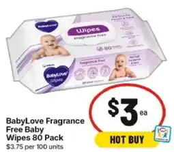 IGA BabyLove Fragrance Free Baby Wipes offer