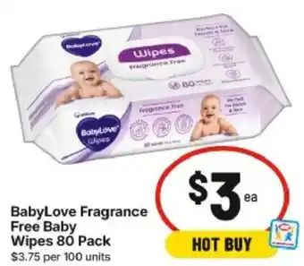 IGA BabyLove Fragrance Free Baby Wipes offer