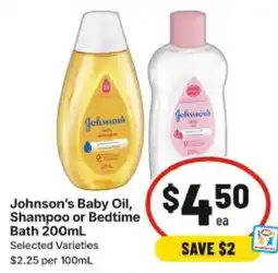 IGA Johnsons Baby Oil Shampoo or Bedtime Bath offer