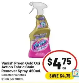 IGA Vanish Preen Gold Oxi Action Fabric Stain Remover Spray offer