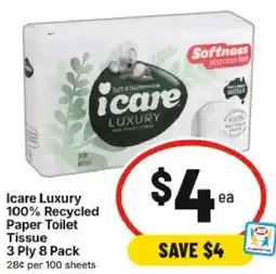 IGA Icare Luxury 100% Recycled Paper Toilet Tissue 3 Ply offer