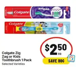 IGA Colgate Zig Zag or Kids Toothbrush offer