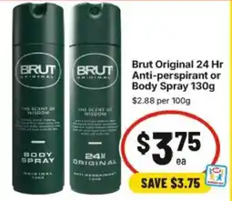IGA Brut Original 24 Hr Anti-perspirant or Body Spray offer