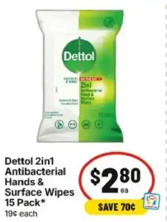 IGA Dettol 2in1 Antibacterial Hands & Surface Wipes offer