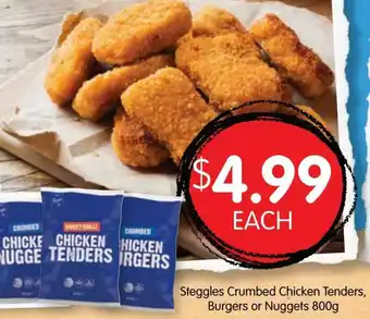 Spudshed Steggles Crumbed Chicken Tenders, Burgers Or Nuggets 800g offer