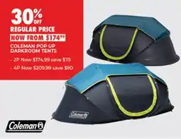 BCF Coleman pop up darkroom tents offer