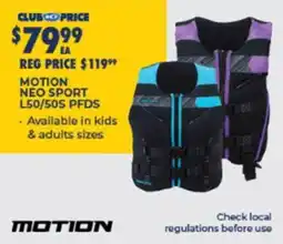 BCF Motion neo sport l50/50s PFDS offer