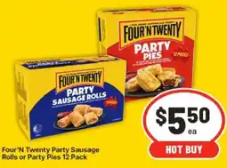 IGA Four 'N Twenty Party Sausage Rolls or Party Pies offer