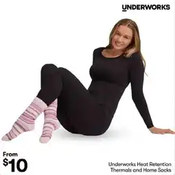 BIG W Underworks Heat Retention Thermals and Home Socks offer
