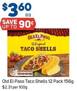 Foodland Old El Paso Taco Old El Paso Taco Shells 12 Pack 156g $2.31 per 100g offer