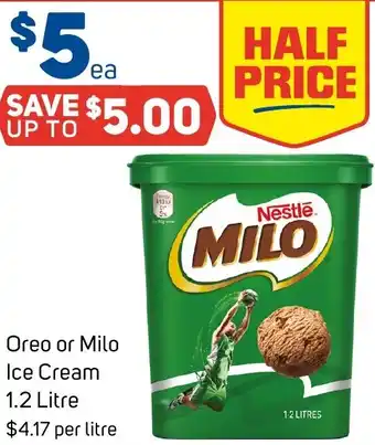 Foodland Oreo or Milo Ice Cream offer