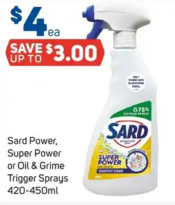 Foodland Sard Power, Super Power or Oil & Grime Trigger Sprays offer