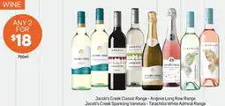 Foodland Jacob's Creek Classic Range - Angove Long Row Range Jacob's Creek Sparkling Varietals - Tatachilla White Admiral Range offer